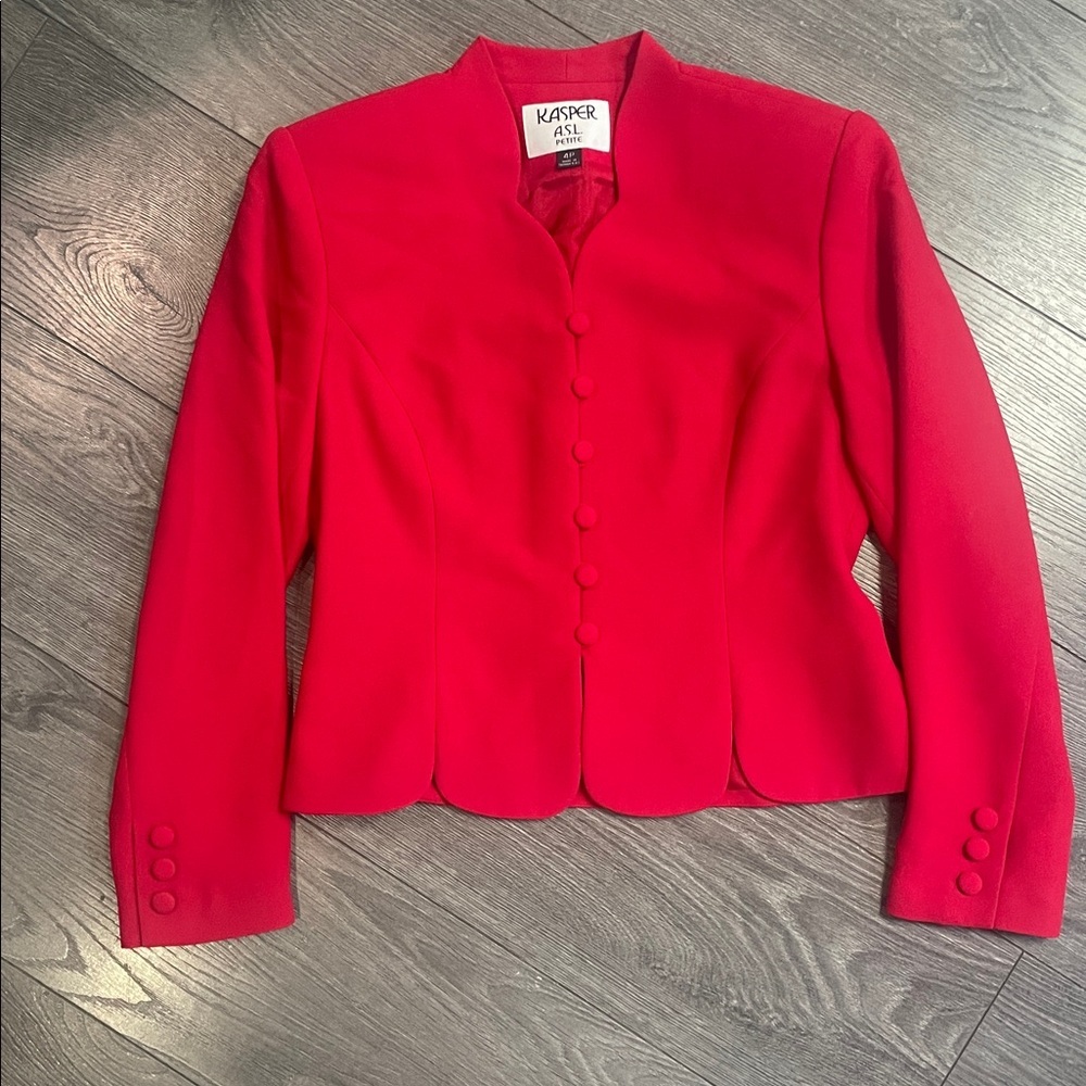 Gorgeous Kasper red button down blazer jacket